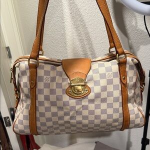 Louis Vuitton Damier Azure Checkered Tan and Cream Handbag